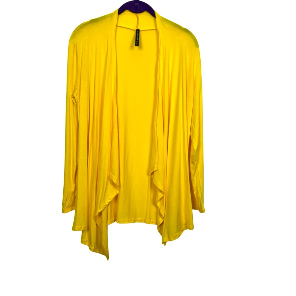 Rags & Couture Small Yellow Open Front Cardigan Long Sleeves Neon
